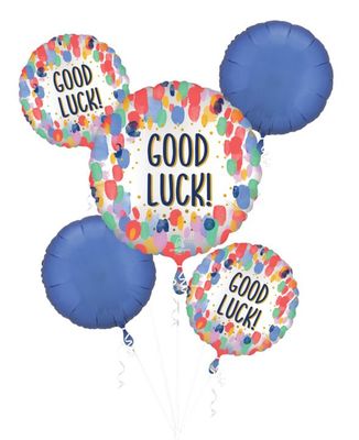 Bouquet Painterly Dots Good Luck - Helium Filled Foil Balloon, Ribbon and Basic Weight