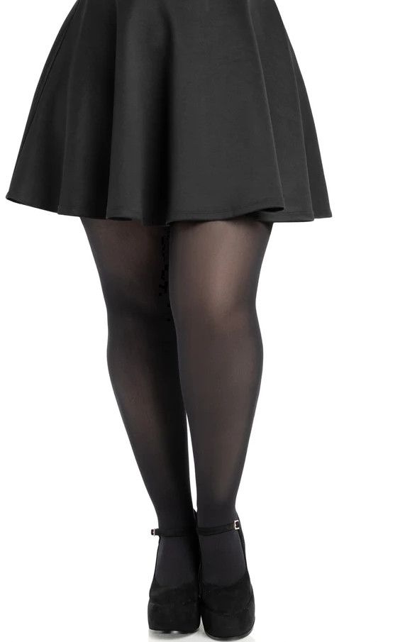 Plus Size Nylon Spandex Tights - Black
