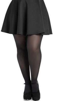 Plus Size Nylon Spandex Tights - Black