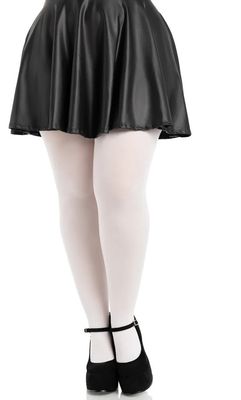 Plus Size Nylon Spandex Tights - White