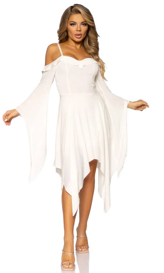 Bell Sleeved Peasant Dress Ivory -