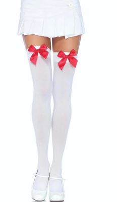 Opaque Thigh Highs w/ Satin Bow - W/R