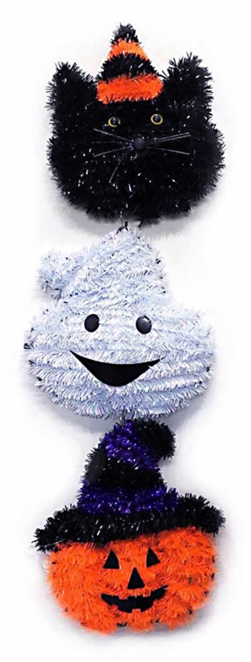 Cat Ghost Pumpkin Dangler 2D 23"
