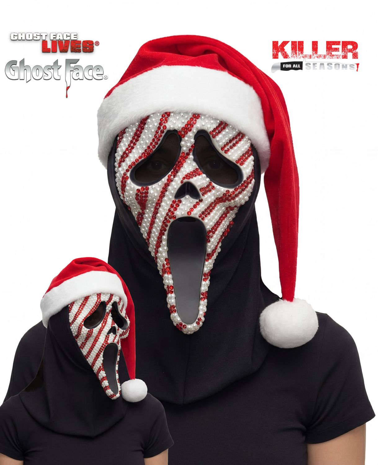 Ghost Face Bling Candy Cane Mask