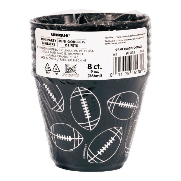 Football Plastic Cups 9 oz - 4 Ct