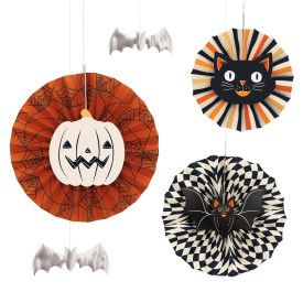 Halloween Bash Pumpkin, Cat, and Bats Hanging Decorations Kit