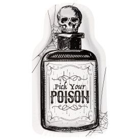Sketchy Skull "Pick Your Poison" Bottle-Shaped 9.5" Plates, 8ct