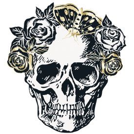 Sketchy Skull Skull-Shaped Paper Placemats, 6ct - Foil Stamping