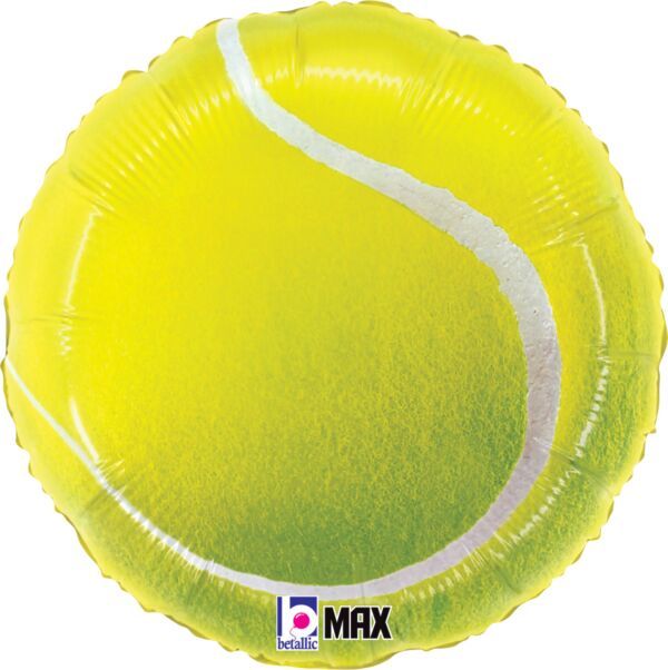 Tennis Ball - 18" Helium Filled Foil Balloon, Ribbon