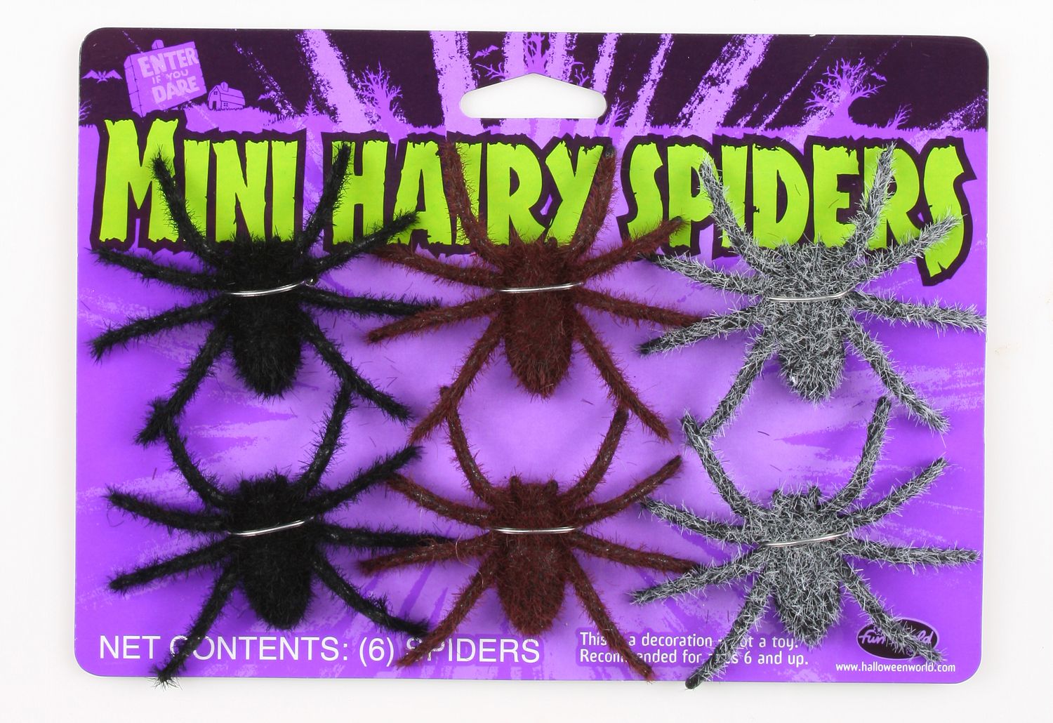 Mini Hairy Spiders 6pc