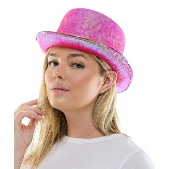 Metallic Opal Top Hat - Hot Pink