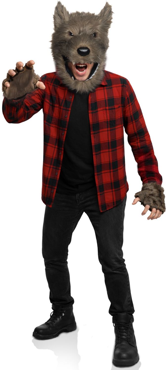 Plush Wolf Head &amp; Gloves