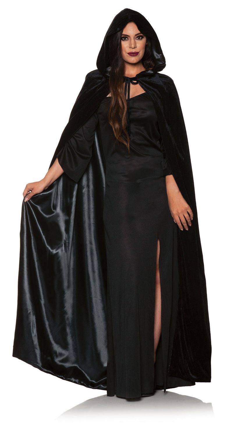 Black Velvet hooded Cape - Black Lining