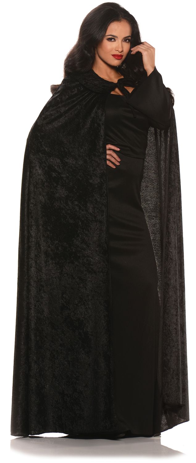55" Velvet Cape w/ Collar Black