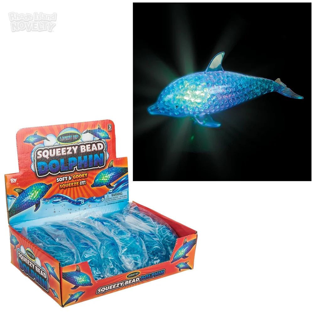 Squeezy Bead Dolphin Light Up 7.5" - 12 Ct Box