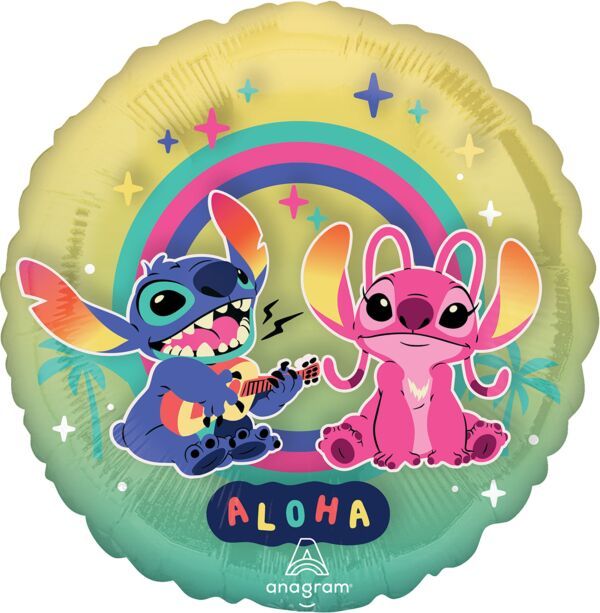 Stitch Panoramic - 15" Helium Filled Foil Balloon, Ribbon