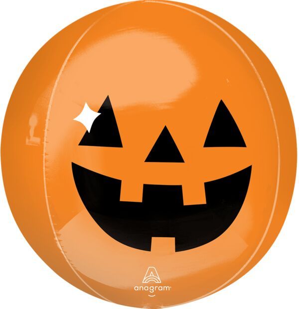 Haunted Manor Pumpkin Orbz- 15" Helium Filled Foil Shaped Balloon, Ribbon