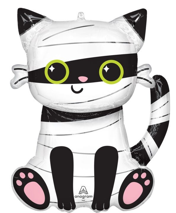 Purr-fect Party - 28" Helium Filled Foil Shaped Balloon, Ribbon