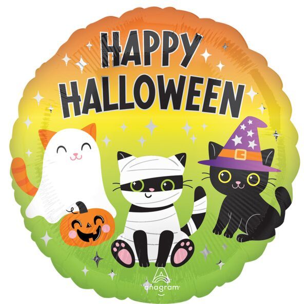 Purr-fect Party - 17" Helium Filled Foil Shaped Balloon, Ribbon