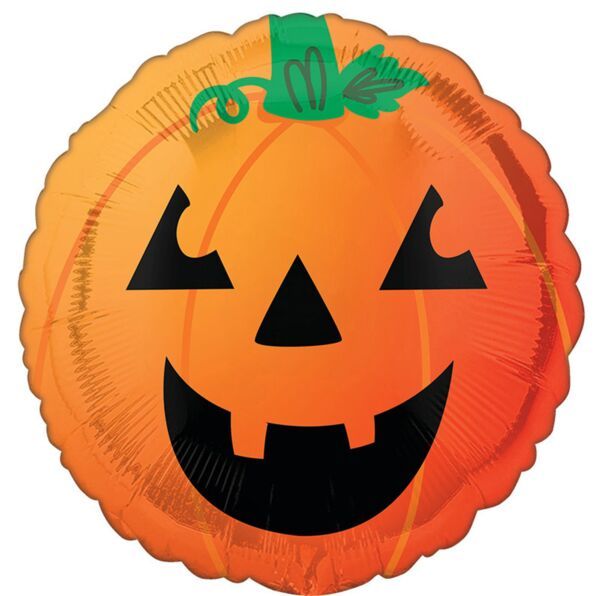Fun and Spooky Pumpkin - 17" Helium Filled Foil Shaped Balloon, Ribbon