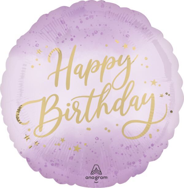 Lavender Luxe Birthday - 18" Helium Filled Foil Balloon, Ribbon