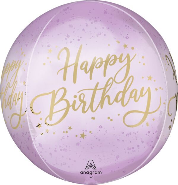 Lavender Luxe Birthday Orbz - 15" Helium Filled Foil Balloon, Ribbon