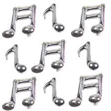 Silver Music Note - Air Fill Foil Balloon 14"