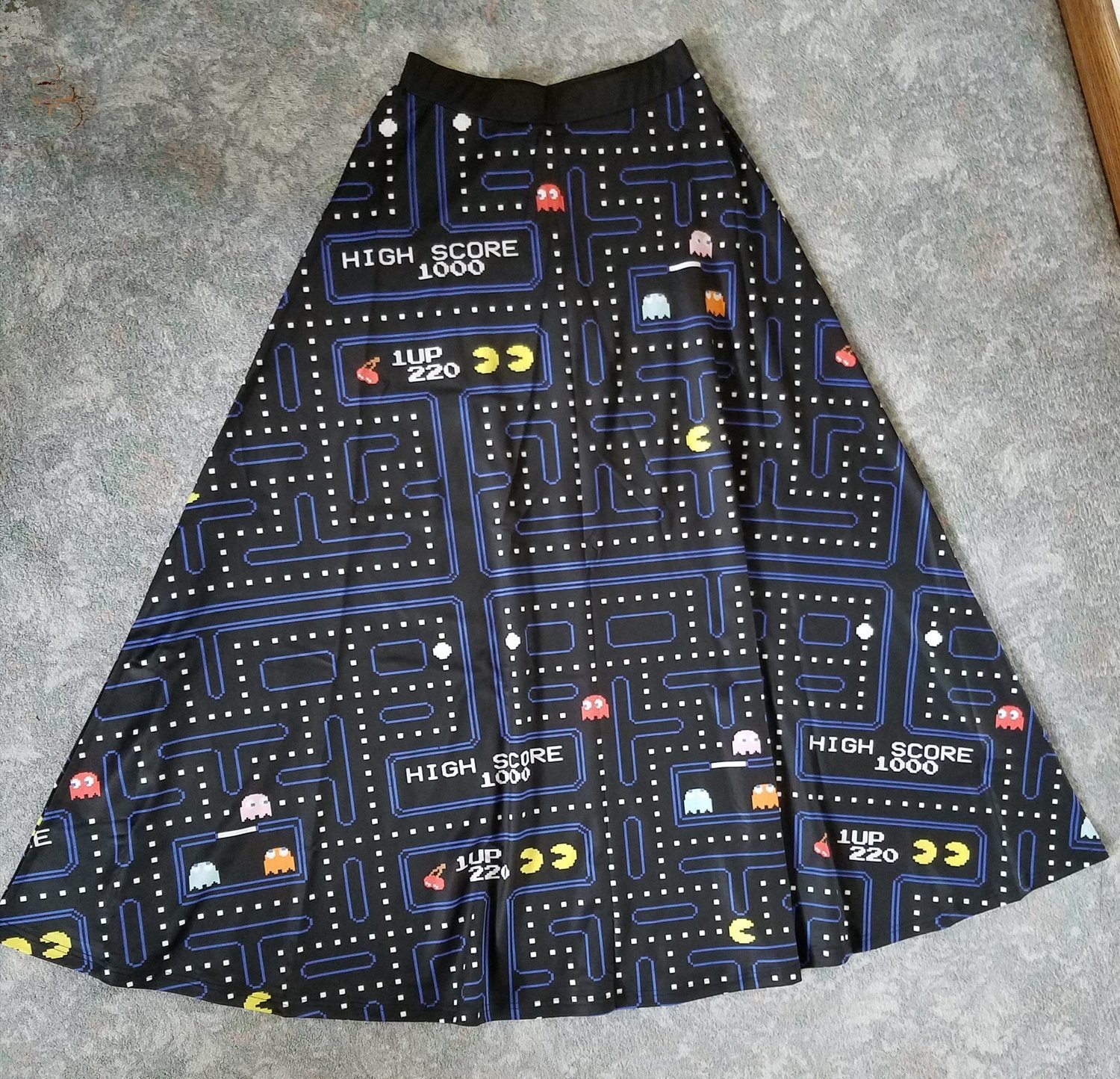 Retro Gaming (PacMan-Inspired) Flared Maxi Skirt