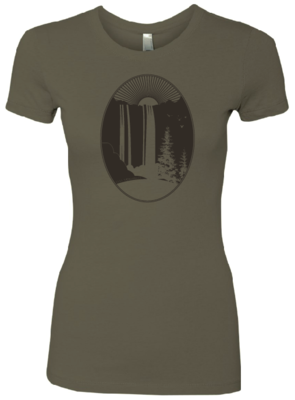 Elke Robitaille Waterfall T-Shirt in Olive Green (Women's)