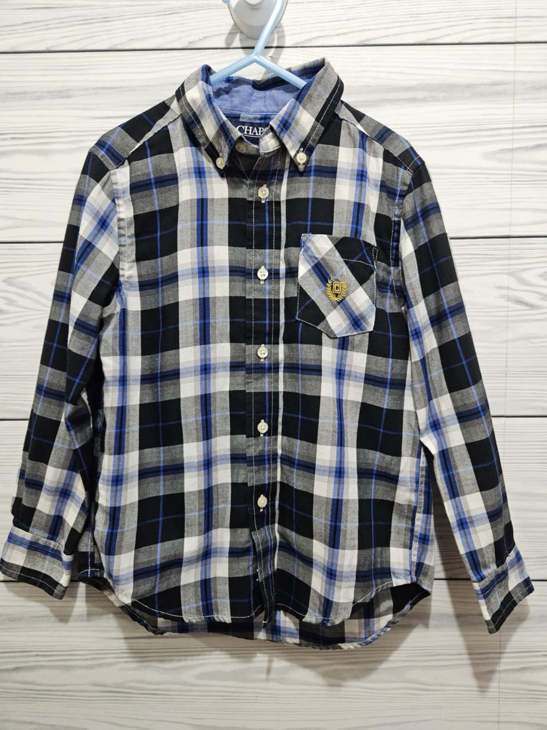 Boys CHAPS Long Sleeve Button Down Shirt Sz 6-7