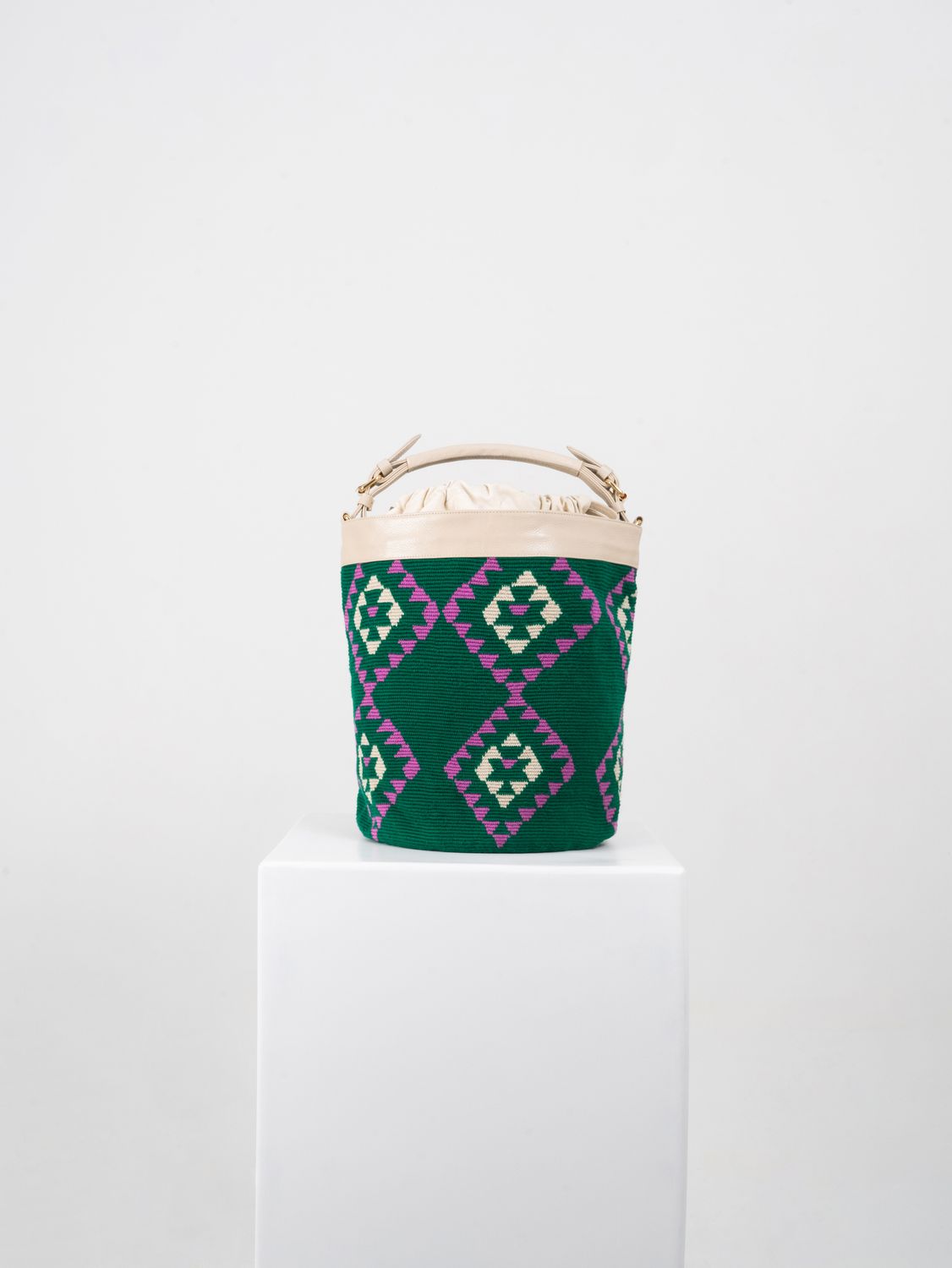 Big Bucket Bag Emerald Weave