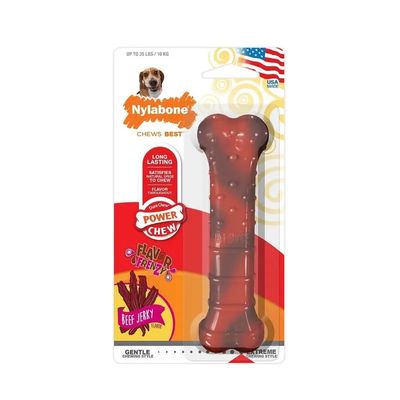 NYLABONE POWER CHEW TEXT BONE, BEEF JERKY-PETITE