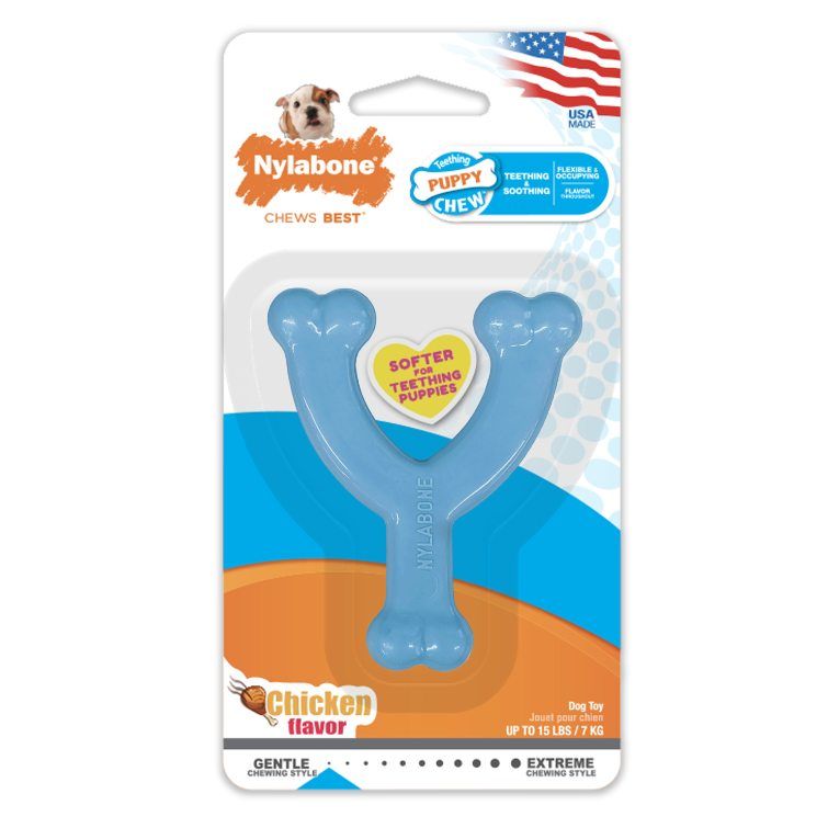 NYLABONE PUPPY CHEW BLUE WISHBONE, CHICKEN-PETITE