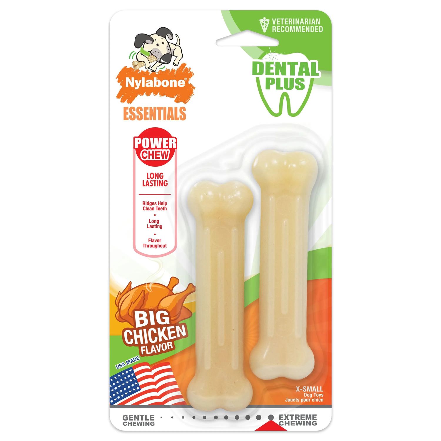 NYLABONE DAILY DENTAL DURABLE CHEW TWIN PACK, CHICKEN XS