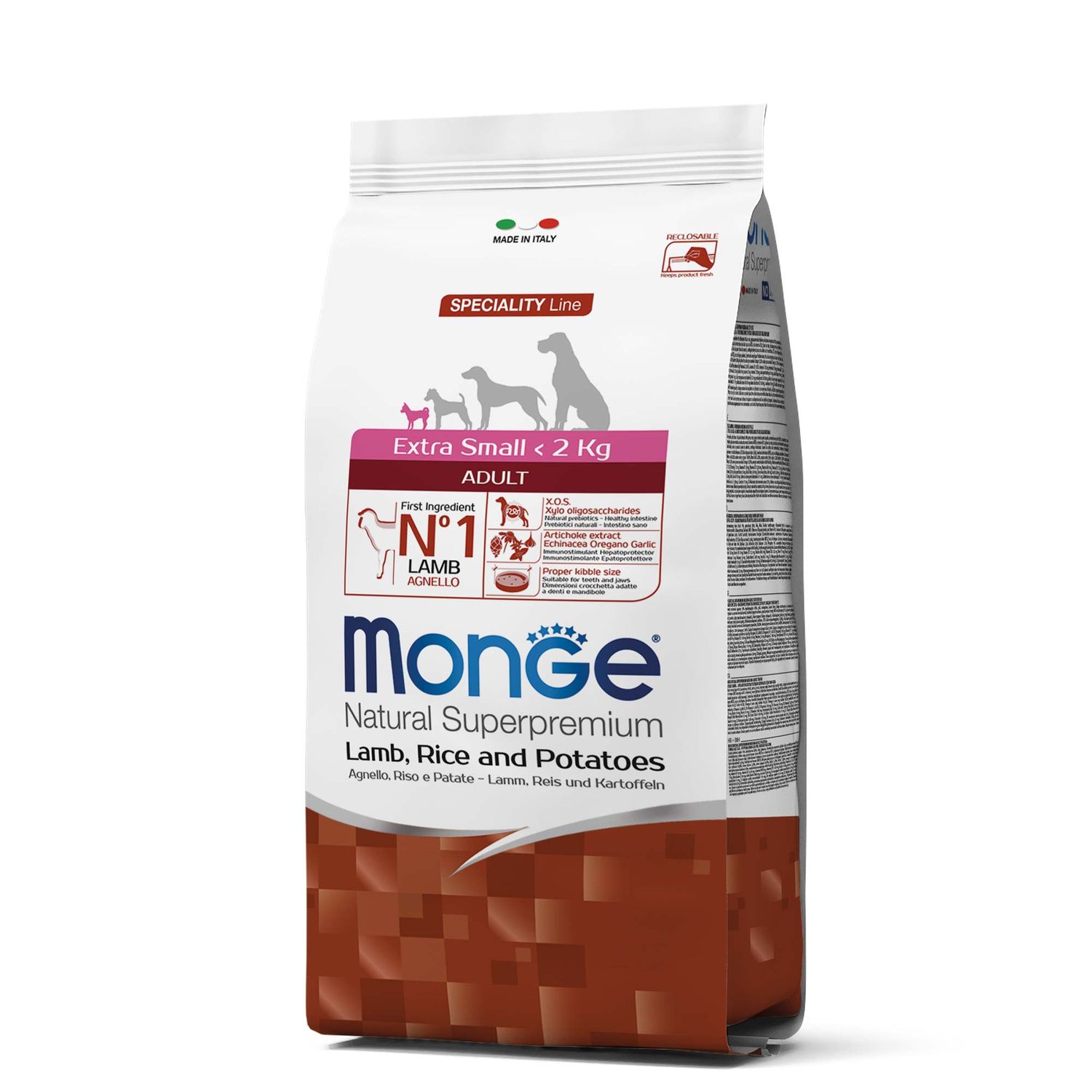 MONGE ADULT EXTRA SMALL CORDERO ARROZ/PAPA 2.5Kg