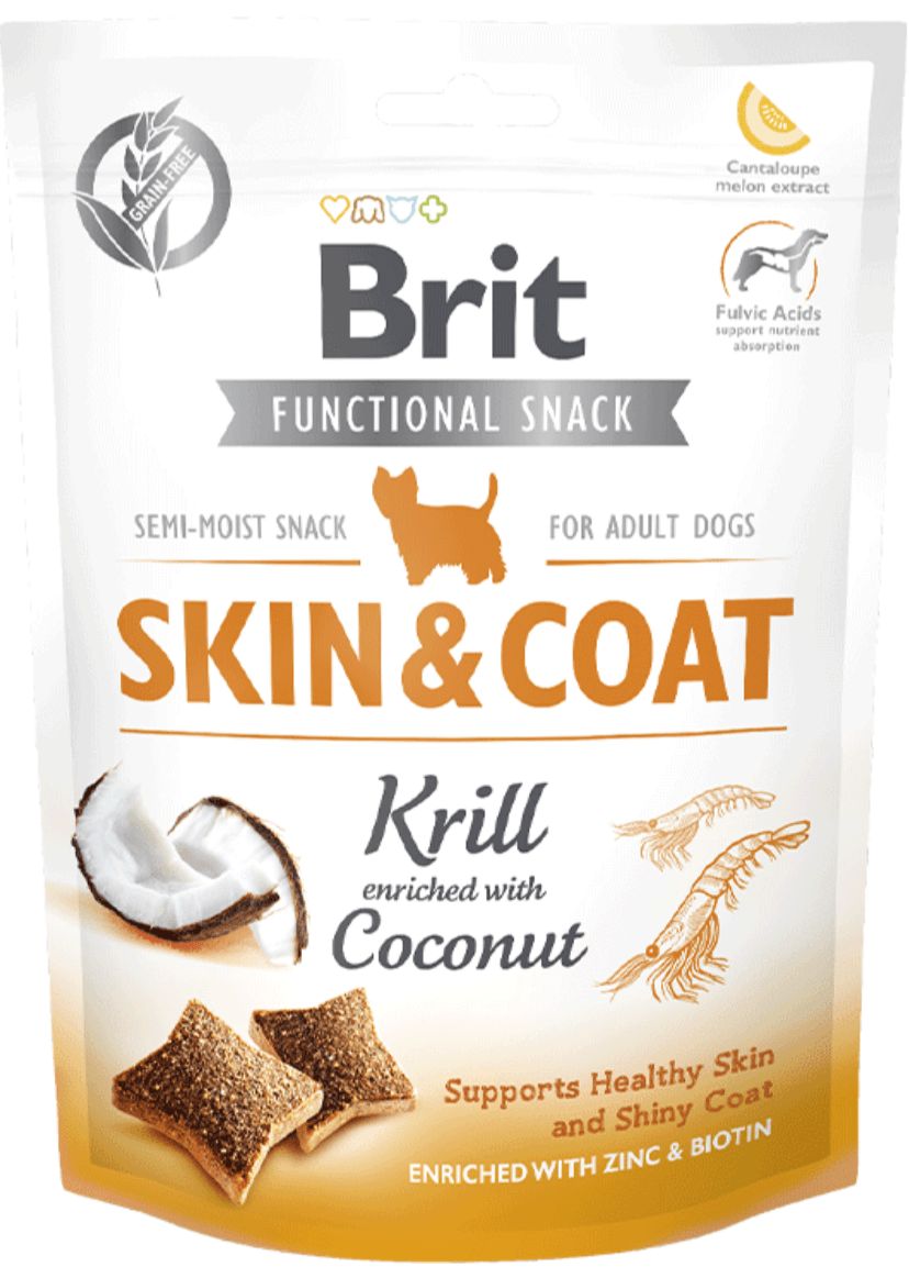 BRIT CARE DOG FUNCTIONAL SNACK SKIN &amp; COAT KRILL 150GR