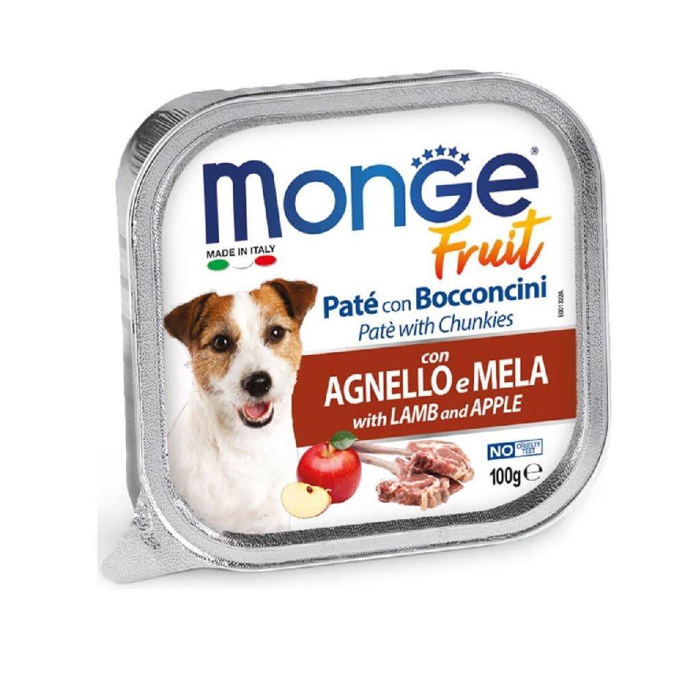 MONGE CAN FRUIT CORDERO/MANZANA ALUTRAY 100gr