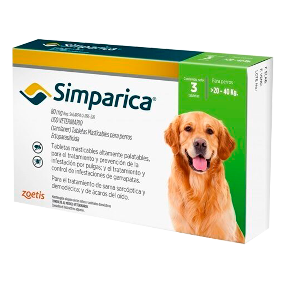 SIMPARICA 80 MG 20-40 KG tableta x 1un
