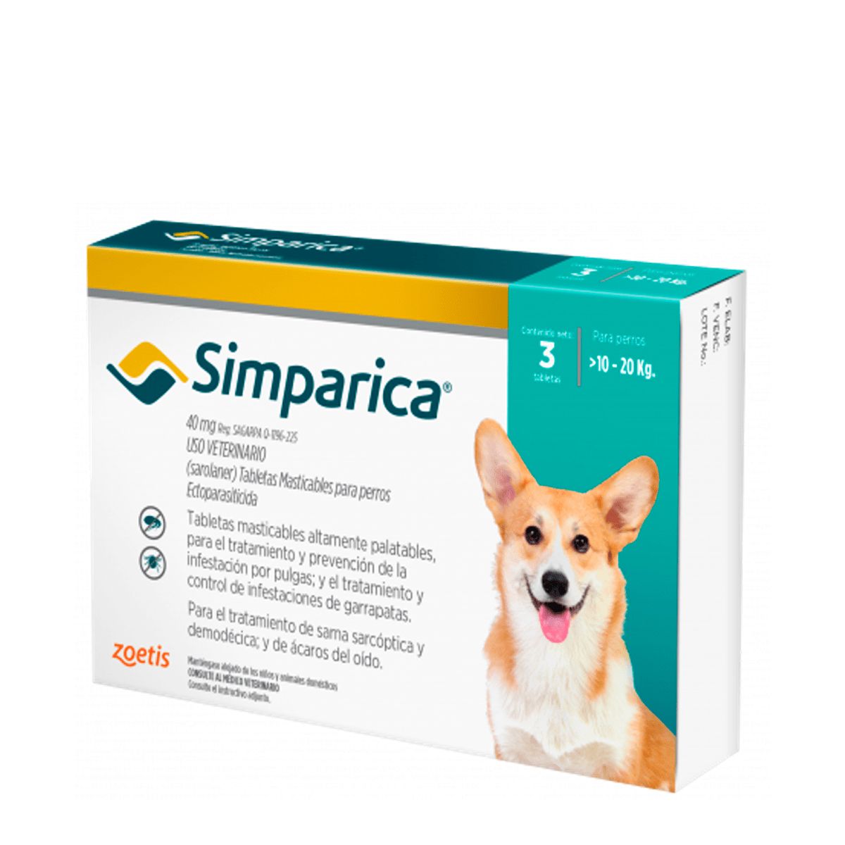 SIMPARICA 40 MG 10-20 KG tableta x 1 un