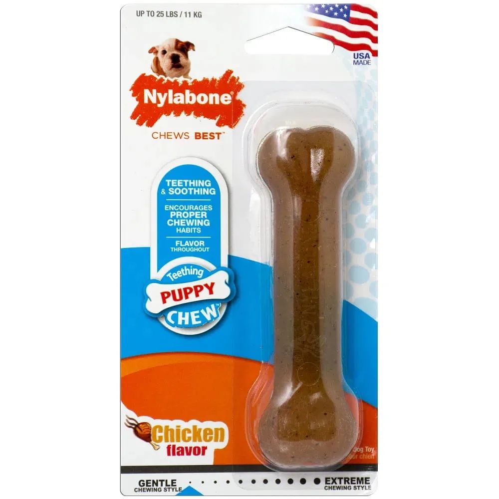 NYLABONE PUPPY CHEW BONE,CHICKEN-REG.