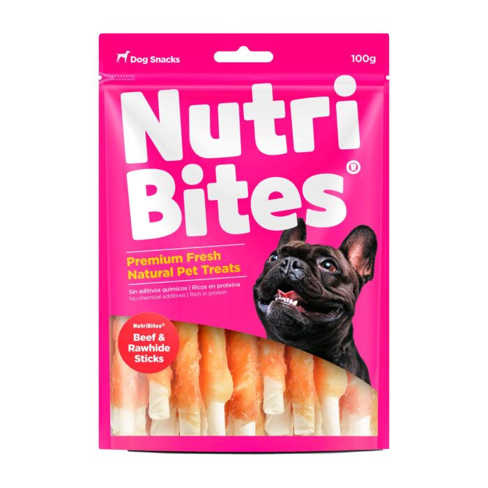 NUTRIBITES BEEF&amp;RAWHIDE STICKS X 100G.