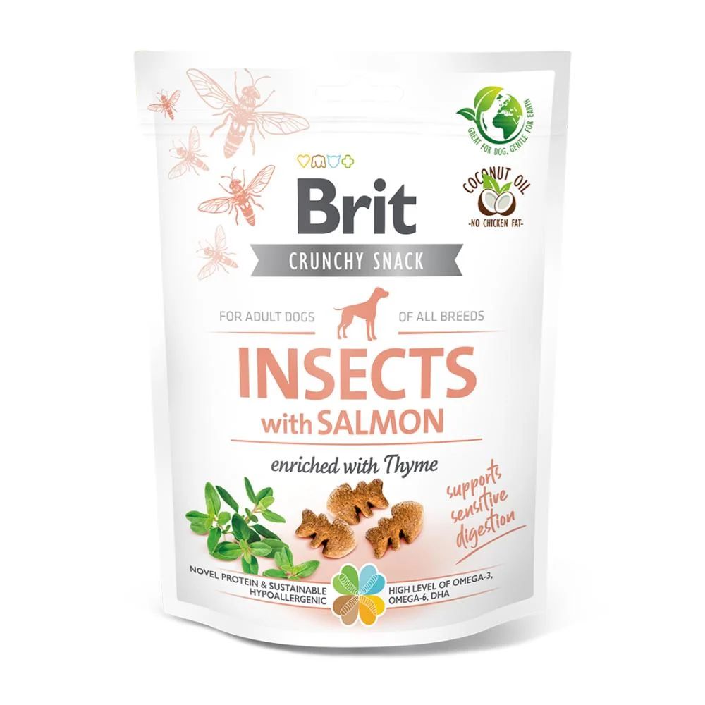 BRIT CRUNCHY SNACK INSECTS WITH SALMON 200GR