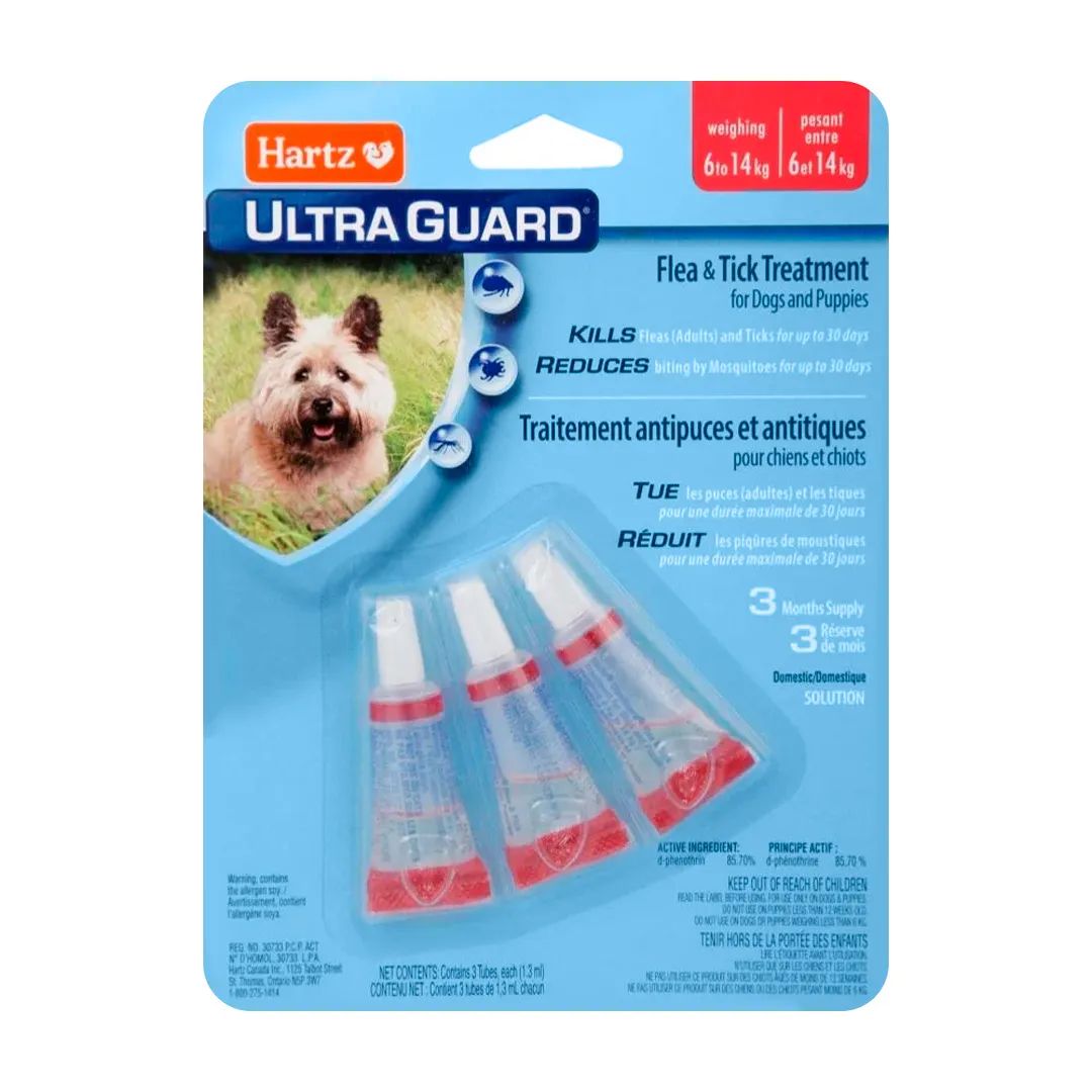 HARTZ ULTRAGUARD DOG 6-14KG CAJA X 3 PIPETAS