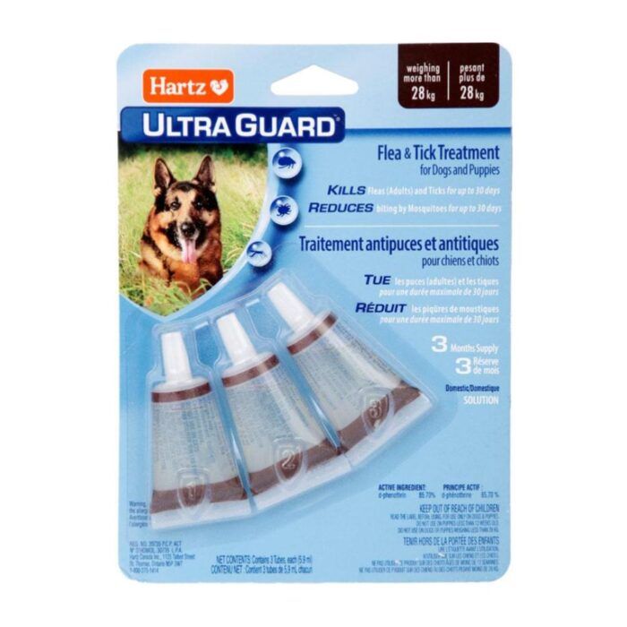 HARTZ ULTRAGUARD DOG MAS DE 28KG CAJA X 3 PIPETAS