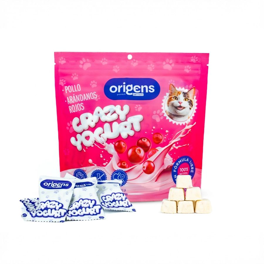 ORIGENS SNACK GATOS-CRAZY YOGURT POLLO&amp;ARANDANOS ROJOS 20GR.