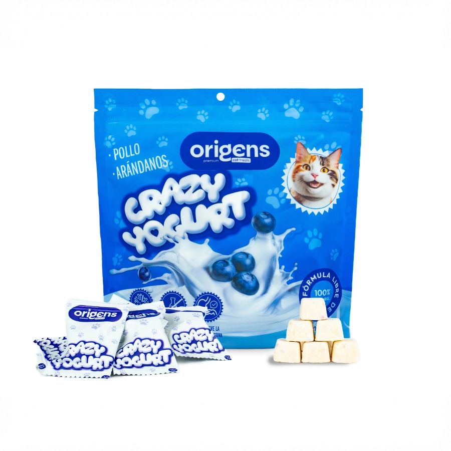 ORIGENS SNACK GATOS-CRAZY YOGURT POLLO ARANDANOS AZUL 20GR.