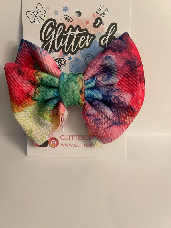 Rainbow Splash Hair Bow