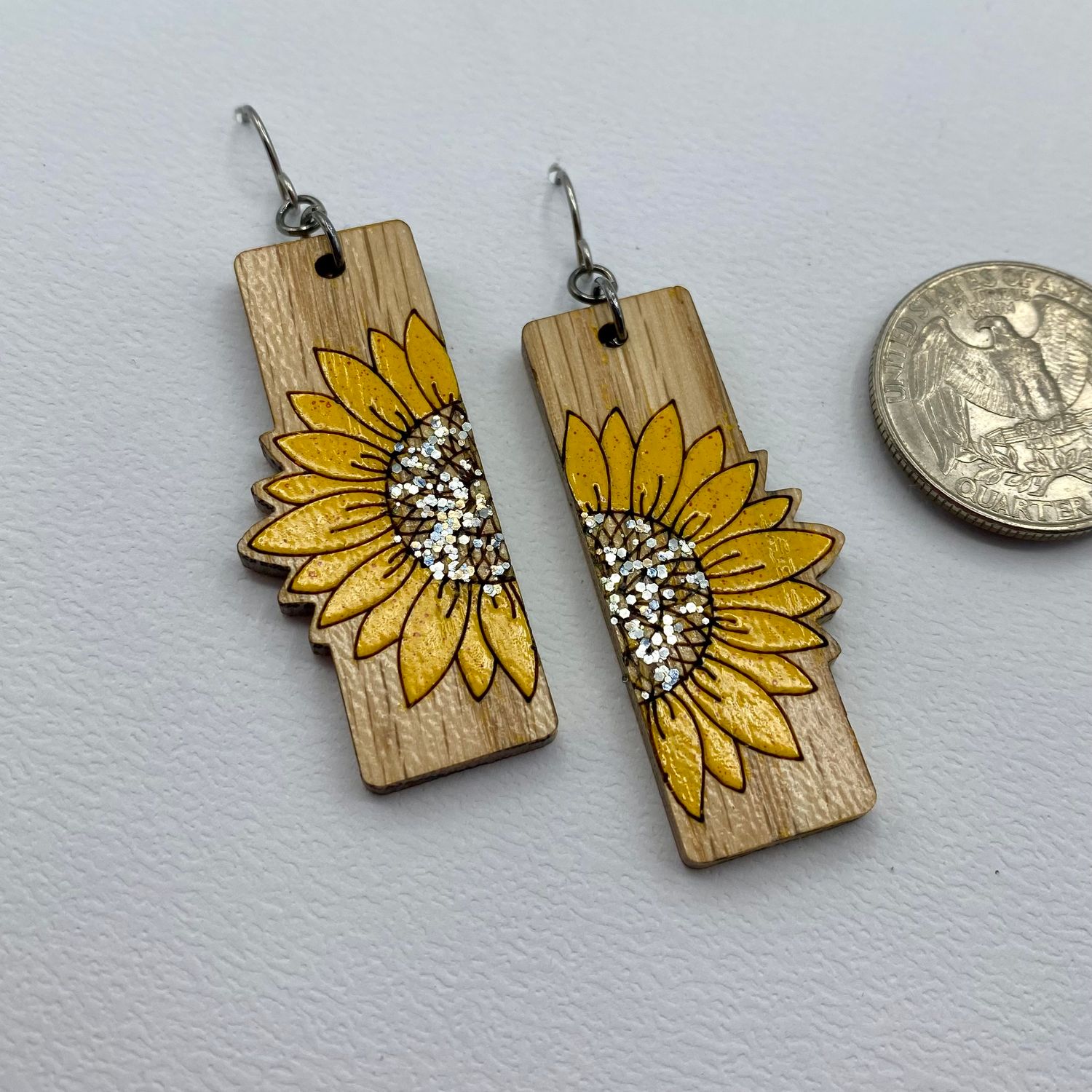 Sunflower Fence Dangle Earrings - 2 Halves Edition