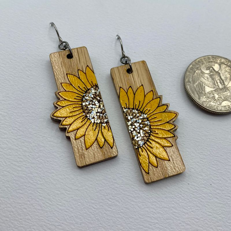 Sunflower Fence Dangle Earrings - 2 Halves Edition