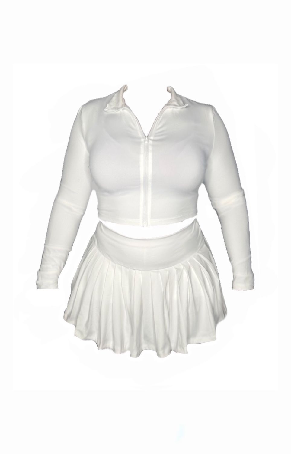 White Cropped Jacket and Mini Skirt Set